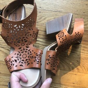 Italian leather cutout heels